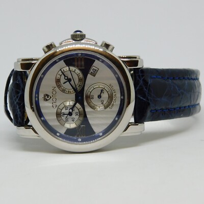 CROTON Chronomaster Genuine Crocodile Quartz Analog Men's Watch New Battery 