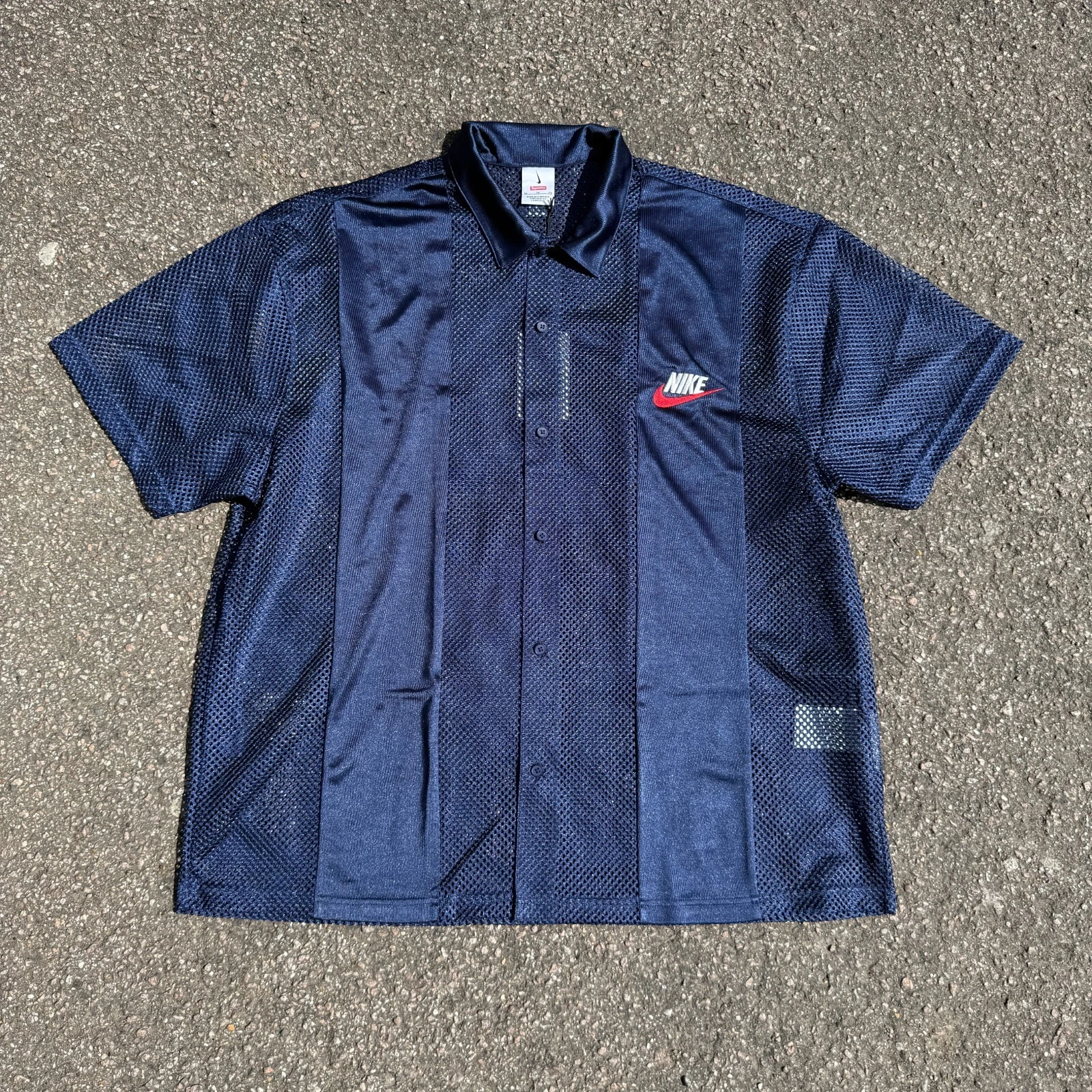 Chemise Nike x Supreme SS24 maille S/S bleu marine   XL   Trusted Seller ✅