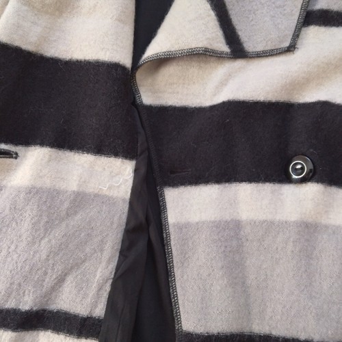Chico’s Boiled Wool Striped Jacket Blazer Draped Collar Lagenlook Womens Size 0 - Picture 9 of 18