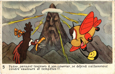 PC WALT DISNEY, PEDRO ALWAYS THINKING, Vintage Postcard (b48156)