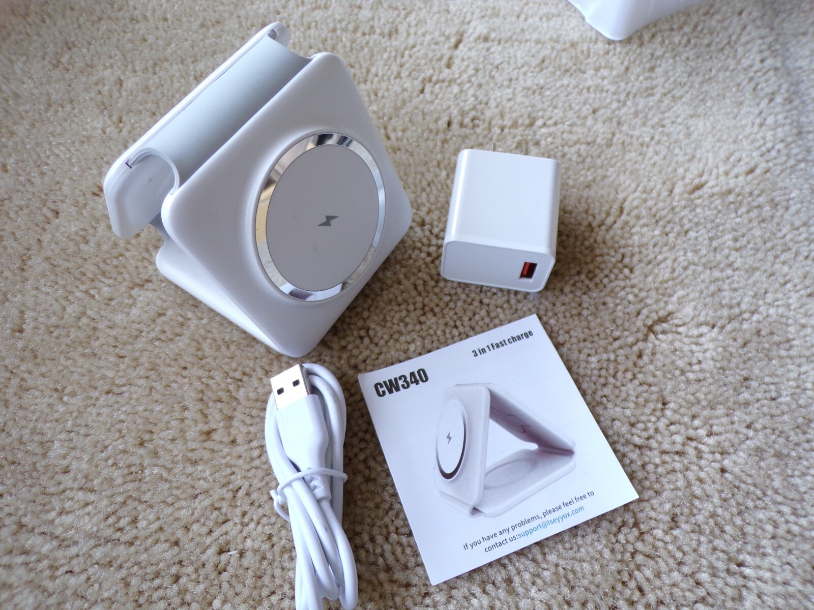 Wireless Charger Portable 3 in 1 CW340 Charging IPhone Watch Airpod other; a3-image