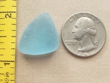 PURE BEACH SEA GLASS SURF TUMBLED BABY SOFT AQUA BLUE OCEAN FROSTED PENDANT E02