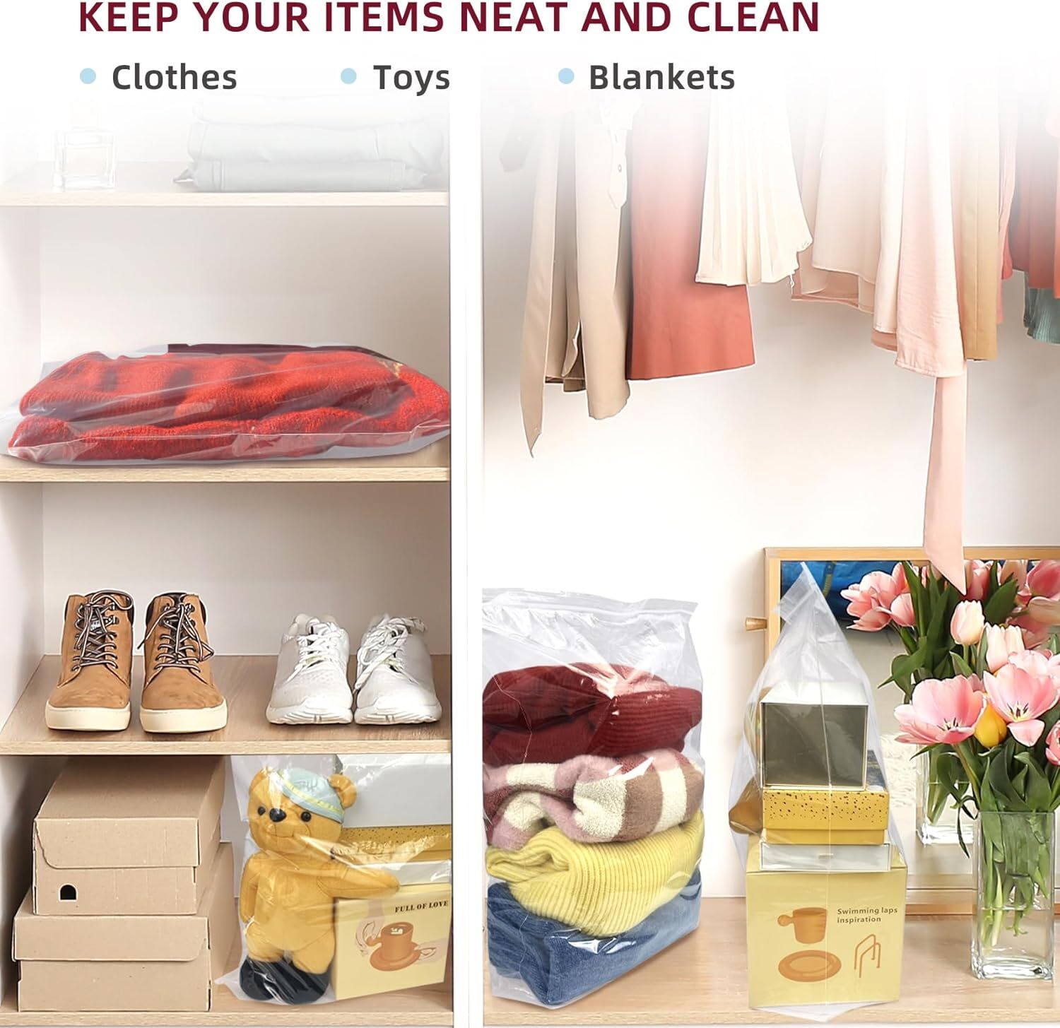 Large 5 Gallon Plastic Zipper Storage Bags 18X24 Inches Clear Reclosable Storage