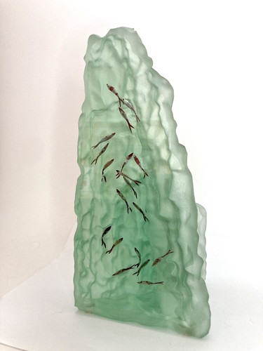 Yves Trucchi Kunst Glas Fischschule Skulptur Aquarium Briefbeschwerer Frankreich 10 Zoll - Bild 4 von 16