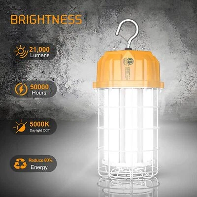 KUKUPPO 150W LED Temporary Work Light Hanging Construction Jobsite Workshop Lighting ETL