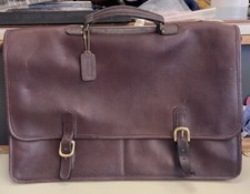 Vintage Coach Dark Brown Leather Brief Case Brass Hardware READ