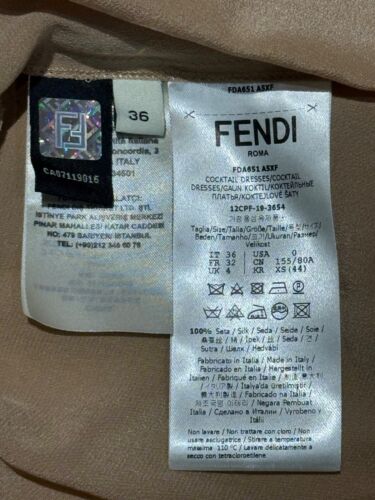 Authentisches neues Fendi Abito Fan Kaligraphie Chiffron Seidenkleid Größe 36 - Bild 21 von 22