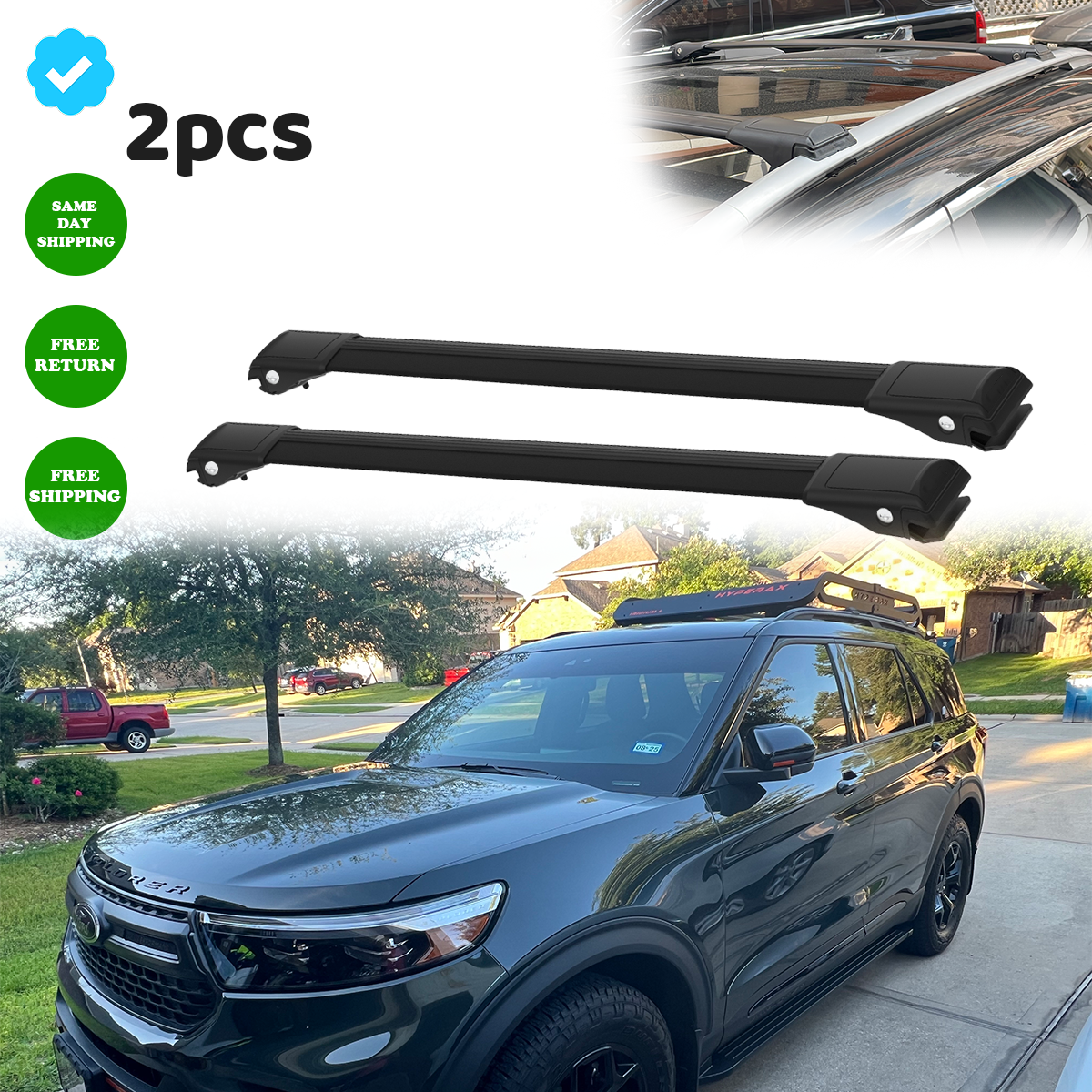New Cross Bars Roof Rack For Ford Explorer U625 2020-2023 Black