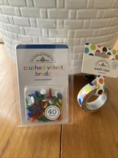 Doodlebug Design Bouncy Balls Washi Tape & Crushed Velvet Brads Primary