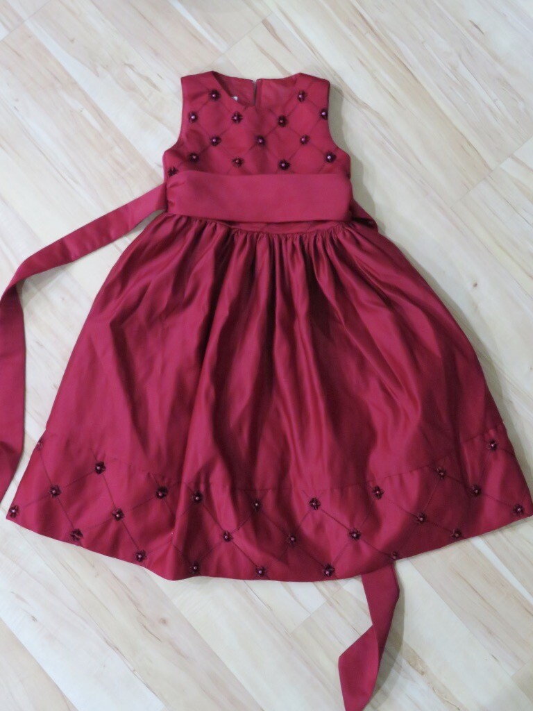 New Girl's Cinderella Brand Red Semi Formal Dress Beaded Layered Belted  Size 5