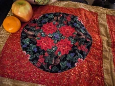  Christmas Handmade Table Runner, Mantle Top, Reverse Flower Pattern Beautiful