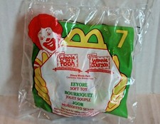 McDonald's 1999 Winnie the Pooh Happy Meal Toy Eeyore 7 Soft Plush Clip-On NEW