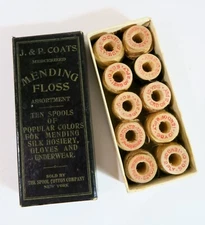 Antique Box of J.P. Coats Mercerized Mending Floss