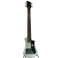 Hofner Shorty Limited Travel Guitar W/ Gigbag - Metallic Silver, New!