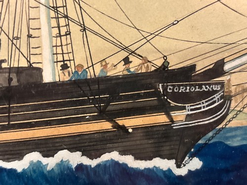 Portland ME Mystic CT Whaling Whale ship portrait Honore Pellegrin painting 1838 - Picture 6 of 11