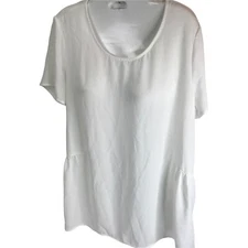 PLEIONE Womens S Semi Sheer Ruffled Top Short Sleeve popover tunic