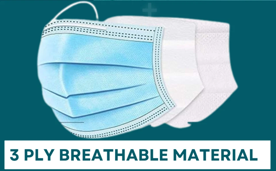 100pcs AU Stock Blue Medical Surgical FaceMask Latex Free 3 Ply BFE 98% Earloops - Image 4 of 4