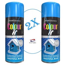 2x Colour It Beautiful Blue Gloss Spray Can For Car Van Bike Aerosol Paint 250ml