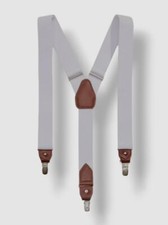 Club Room Men's White Stretch Clip End Suspenders OS