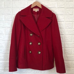 red wool pea coat