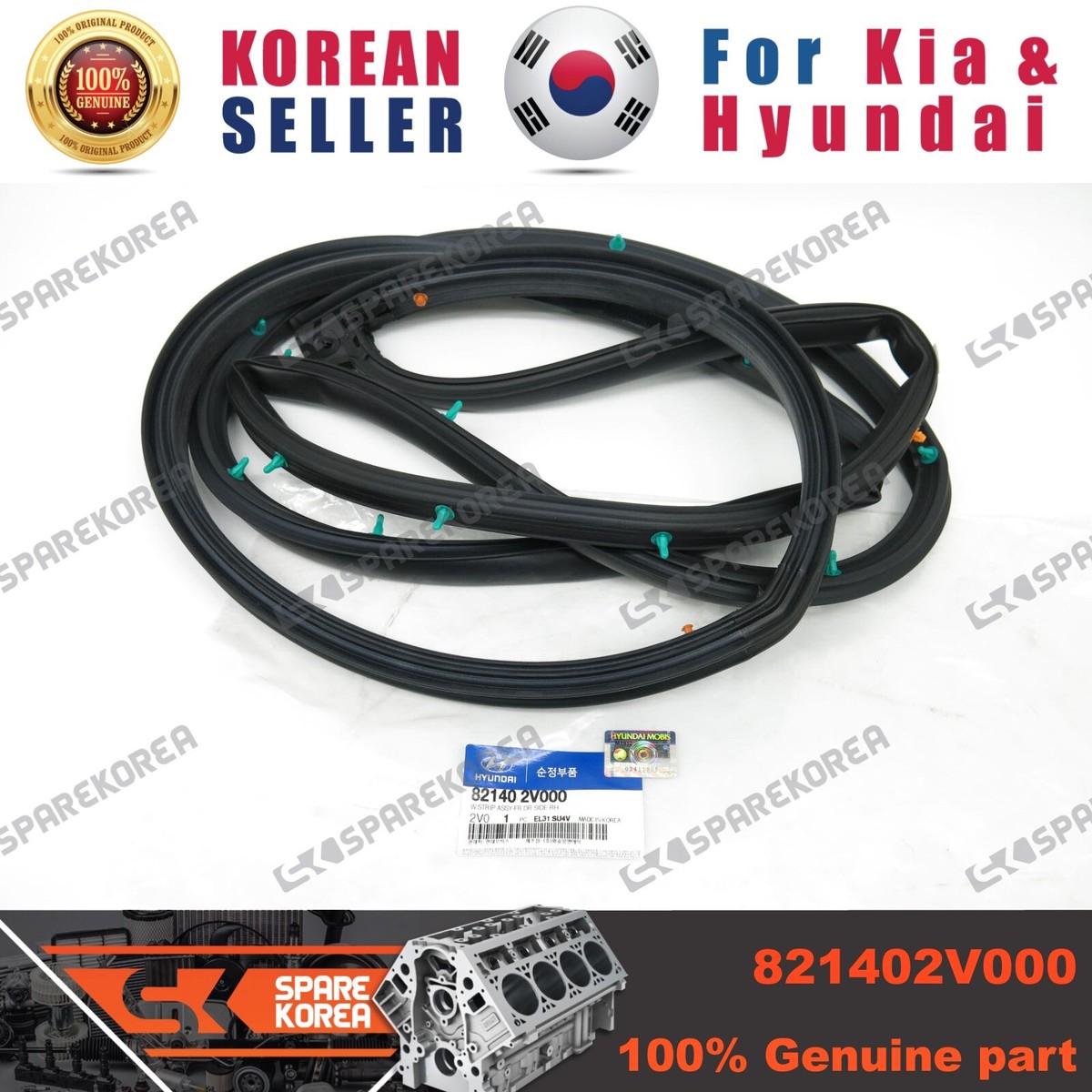 Genuine/OEM 821402V000 W/STRIP ASSY-FR DR SIDE RH for Hyundai 
