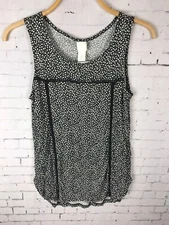 H&M XS Tank Women's Top Viscose Black Daisy Floral 90s (CAA)