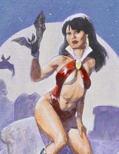 ORIGINAL MIKE HOFFMAN GORGEOUS VAMPIRELLA PIN UP SCI FI PAINTING PINUP ART - Picture 2 of 4