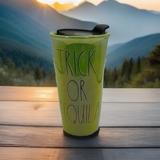 RAE DUNN Iridescent Green Trick Or Tequila Travel Mug Tumbler