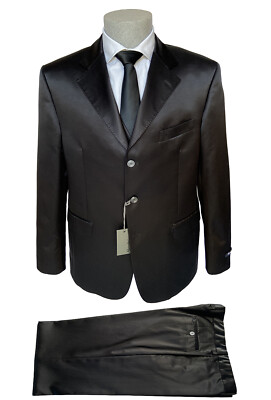 REPORTER Herren Kleid, schwarz glänzend 3-teilig, Gr. 54 Drop 6 aus Baumwollmischung, -70%.