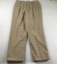 VTG Pendleton Pants Womens 16 Brown Plaid Virgin Wool Pleated Front Straight Leg