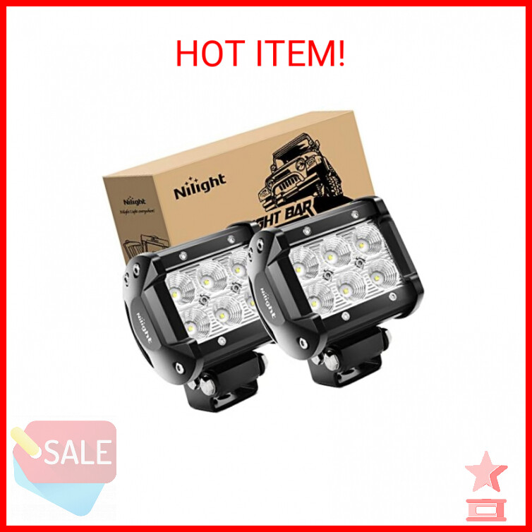 Nilight Led Pods 2Pcs 18W 1260LM Flood Led Off Road Lights Super Bright Driving