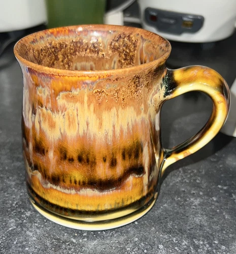 Vintage Hand Made Edgecomb Potters Pottery Drip Glazed Mug