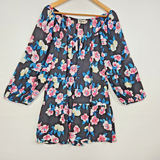 Show Me Your MUMU Loose Fit Floral Print Tunic Dress Size L Black Pink