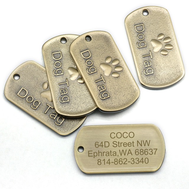 Dog Tags Customizable Gold Personalized Pet Dog ID Name Tags for K9 Dog