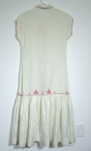ANTICO ABITO VINTAGE ANNI 20 LINO M FOLK RICAMO ART DECO VITA SCESA F2 - Foto 5 di 21