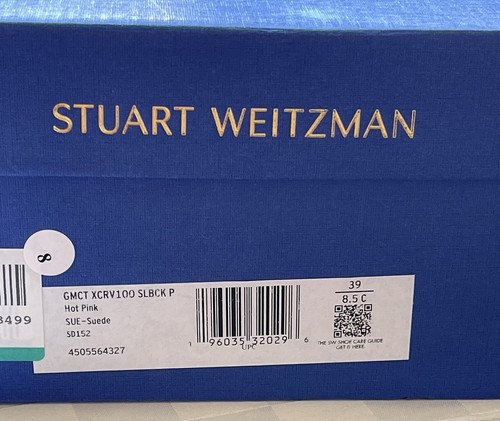 Stuart Weitzman GEMCUT XCURVE 100SLINGBACK Hot Pink Suede Swarovski Crystal 8.5C - Picture 24 of 24