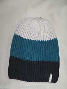 BENCH Ribbed Knitted Slouch Beanie Hat Grey BNWT