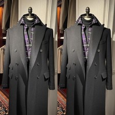 Wide Peak Lapel Men's Overcoat Cashmere Casual Coat Winter Outdoor Long Jacket