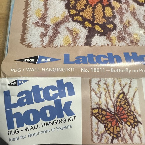 M H yarns Butterfly On Pussy Willow 18x24” Latch Hook Rug Wall Hanging Kit - Picture 3 of 6