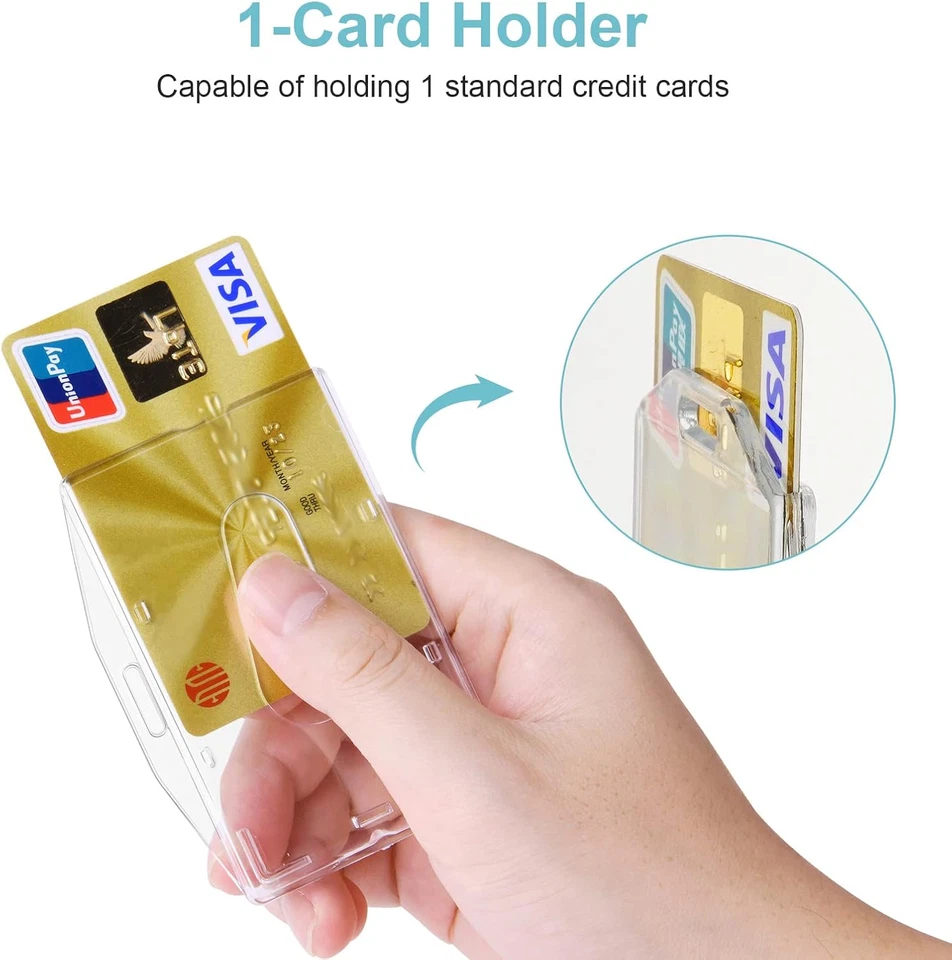 Porta Badge, 2Pcs Portabadge Verticale Trasparente in Plastica Rigida, Porta Car - Immagine 4 di 4