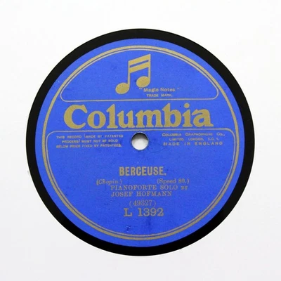 JOSEF HOFMANN (Piano) "Berceuse / Valse Brilliante" 12" COLUMBIA L-1392 [78] - Image 1 of 2