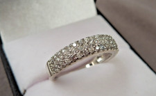 Sterling Silver White Topaz Pave Eternity Band Size 7