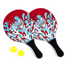 Beach Paddle Game Set, 2 Paddles and 2 Balls, Perfect for Backyard Fun or Red