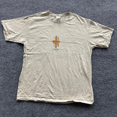 Anvil T-Shirt Mens Size XL Tan Wave Rider Surf Co Maui Graphic Short Sleeve Tee