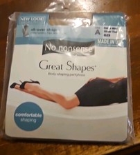 1 Pair No Nonsense Great Shapes-Size A-Beige Mist-Light-Sheer Toe-Made in USA
