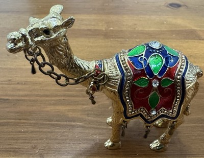 Jeweled Goldtone Camel Trinket Figurine Decorative Statue Collectible Sculpture