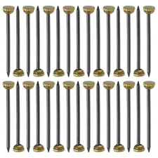 100Pcs Picture Hanging Nails, 1.3 x 25mm Iron Decorative Hangers, Gold & Black