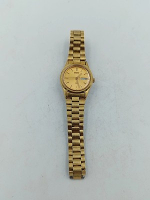 Seiko Quartz Armbanduhr goldfarben mit Datumsanzeige