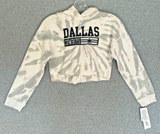 NEW Dallas Cowboys Cropped Hoodie Girls Youth Medium 7/8 Gray White Tie-Dye NWT
