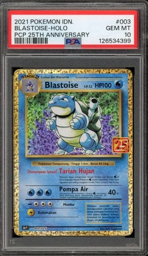 Pokemon Blastoise PCP 25th Anniversary INDONESIAN Holo #003 PSA 10 Gem Mint